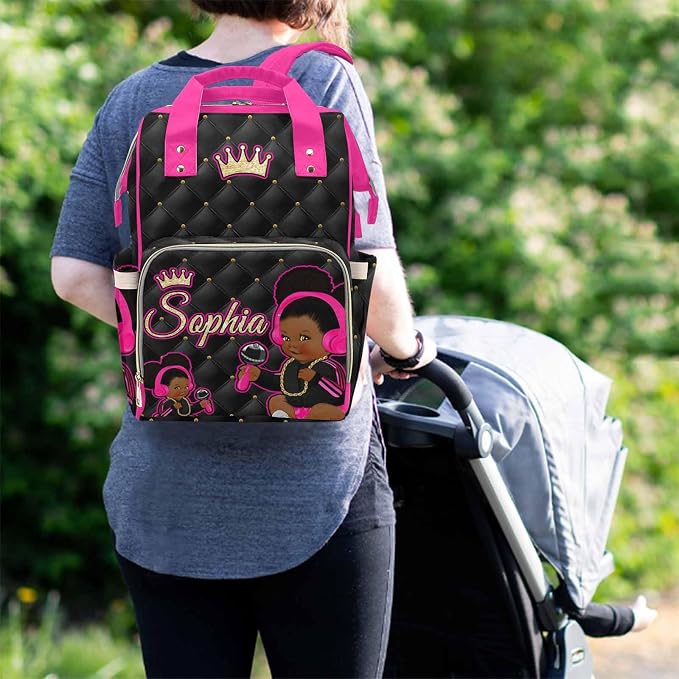 D-Story Personalized Diaper Bags For Baby Girl Custom Diaper Bag with Name For Baby Boy Fashion Diaper Backpack With Name Text