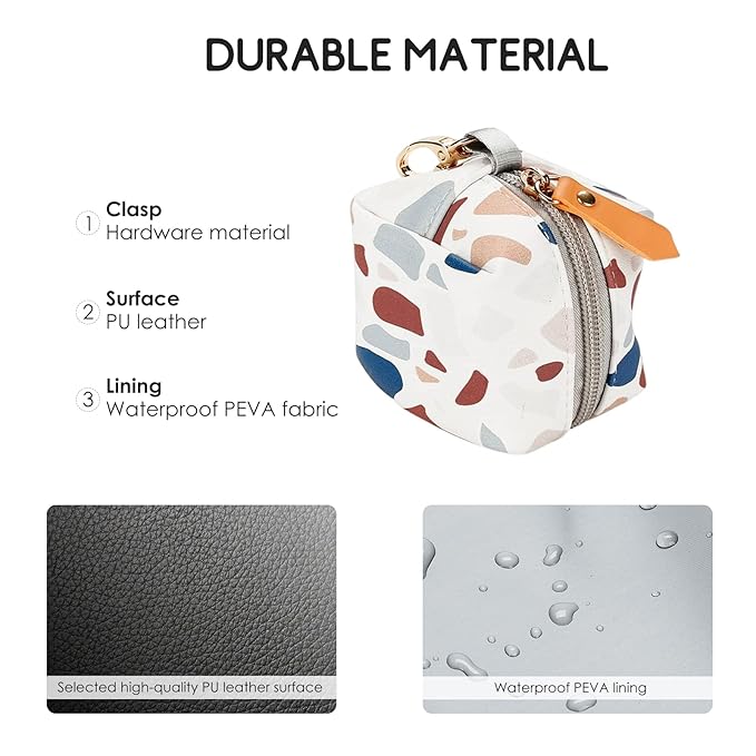 SONARIN Portable Pacifier Holder Case with Clasp for Diaper Bags,PU Baby Dummy Case Soother Pod Pacifier Case Pacifier Bag Storage Box for Holding 2 Pacifiers or Nipple Shields(Colorful Stone)