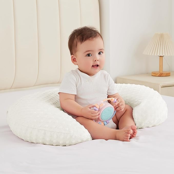Nursing Pillow for Bottle and Breastfeeding, Ergonomic Comfort Nursing Essentials for Mom and Baby, Feeding Support Pillow with Removable Cover, Easier and Healthier Nursing (White)