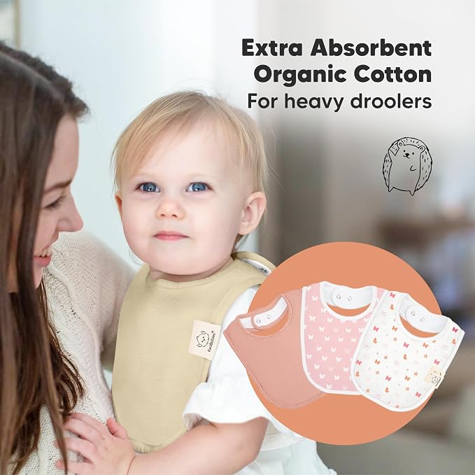8-Pack Organic Baby Bibs for Boys, Girls - Soft Cotton Drooling and Teething Bibs for Baby Girl & Boy, Extra Absorbent, Easy To Clean & Put On for Toddler, Newborn, Infant 0-24 Months (Butterflies)