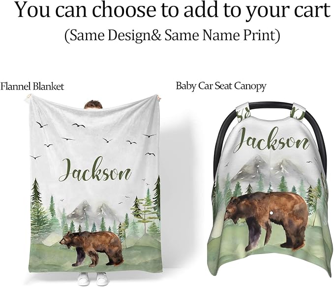 Custom Diaper Bag Backpack with Name Personalized Woodland Bear Nappy Bag for Mommy Mother's Day Gift Customized Adjustable Shoulders Nursing Bag Daypack