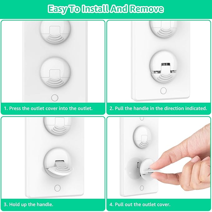 Outlet Covers (42 Pack) with Hidden Pull Handle Baby Proofing Plug Covers 3-Prong Child Safety Socket Cover Electrical Outlet Protectors Baby Proof Plug Protectors