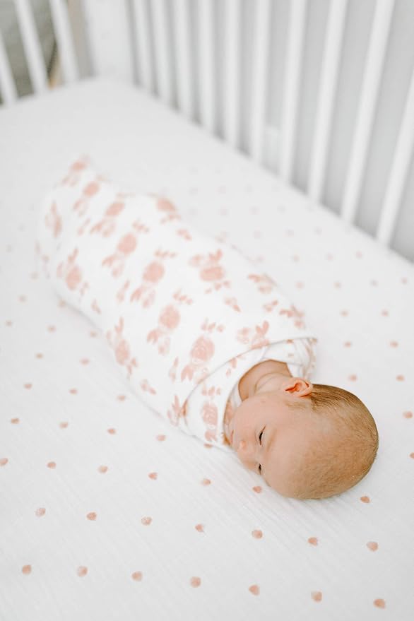 aden + anais Snuggle Knit Baby Swaddle Blanket for Newborn Girl and Boy, Versatile Stroller Cover, Burp Cloth, Nursing Shield, 47 x 47 Inch, Rosettes