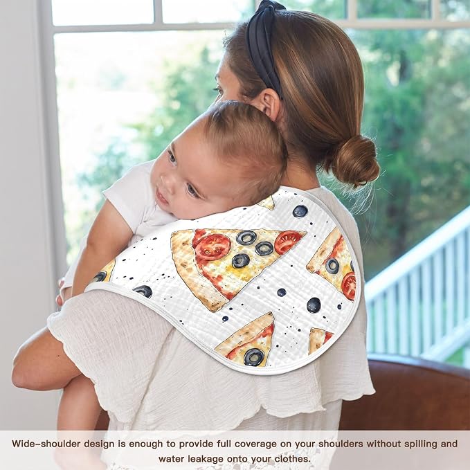 vvfelixl Muslin Burp Cloths Margherita Pizza Baby Washcloths for Baby Girl Boys 2 Pack