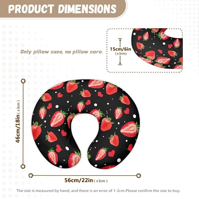 Strawberry Nursing Pillow Covers, Nursing Pillow Slipcovers Cozy Nursing Slipcover Breastfeeding Pillow Covers for Breastfeeding Mom
