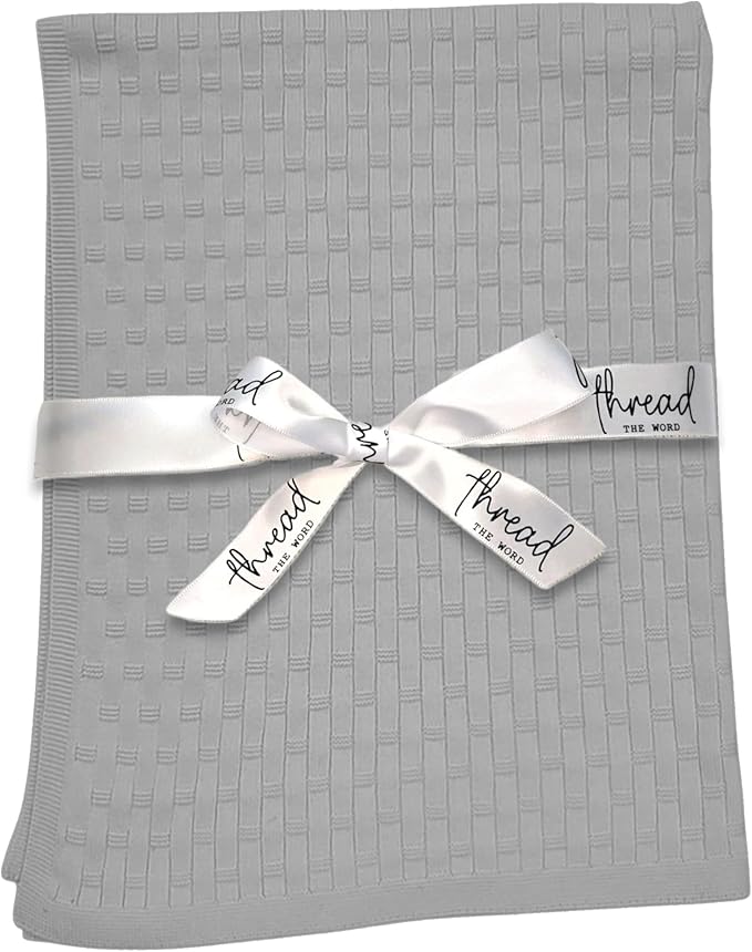 The Lattice Blanket - 100% Organic Cotton Baby Blanket, American Made, 30x40in - Bassinet, Crib, Stroller - Gift Registry Baby Shower for Newborns and Kids (Grey)