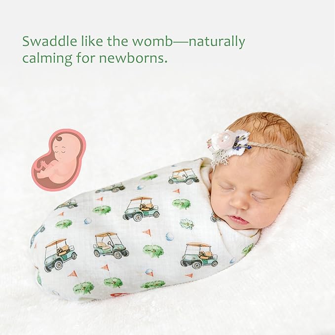 Muslin Swaddle Blankets for Newborn, Large 47"x47" Soft Breathable Bamboo Cotton Baby Blanket, Lightweight Receiving Blanket for Boys and Girls, Golf Target