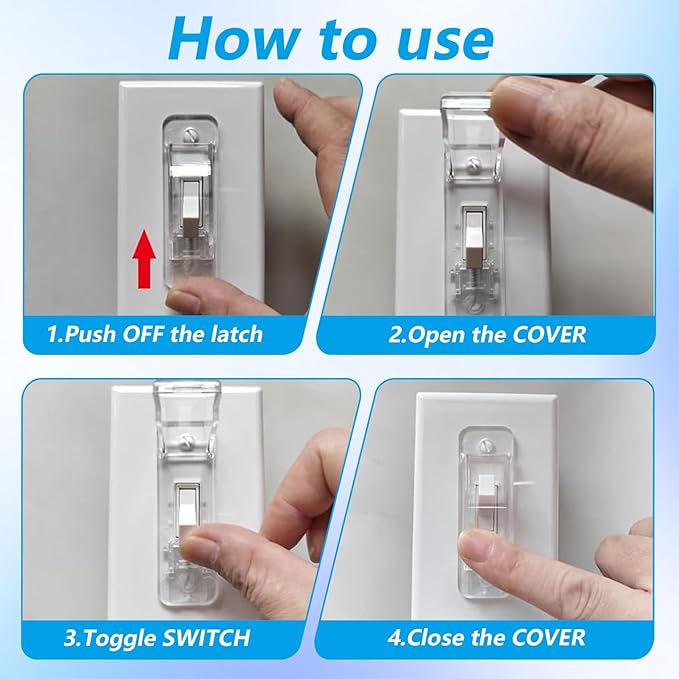 4 Pcs Light Switch Guard Cover Baby Proof Wall Switch Cover Guard Light Switches Blocker for Toggle Lights Switches Protects Your Lights Circuits from Being Accidentally Turned On or Off