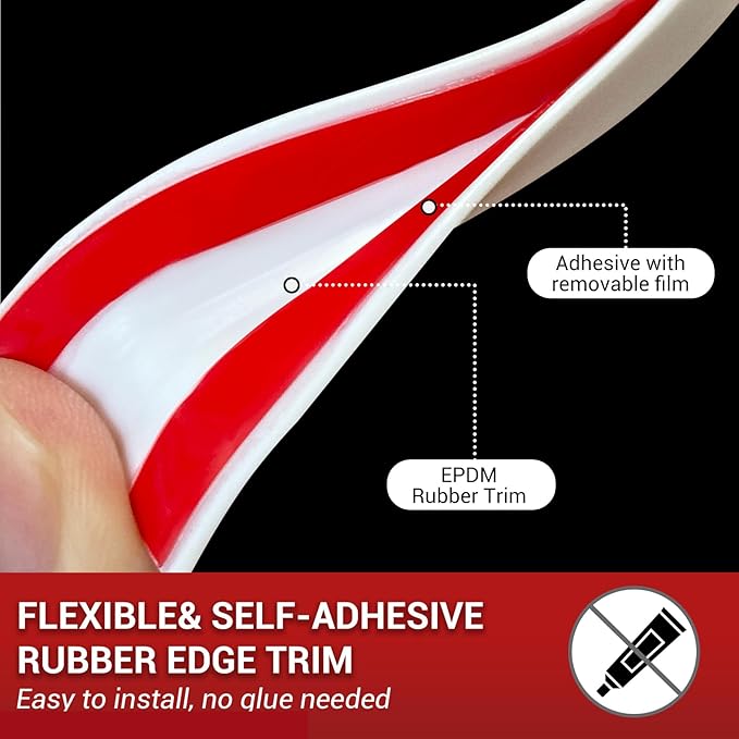 Rubber Edge Trim, Flexible Baby Proof Edge Trim for Sharp Edge, 1/8"(3mm) U Channel Edge Protector, Self-Adhesive Edge Guards for Glass, Plywood and Sheet Metal Parts, 10Ft, White, Silicone Material