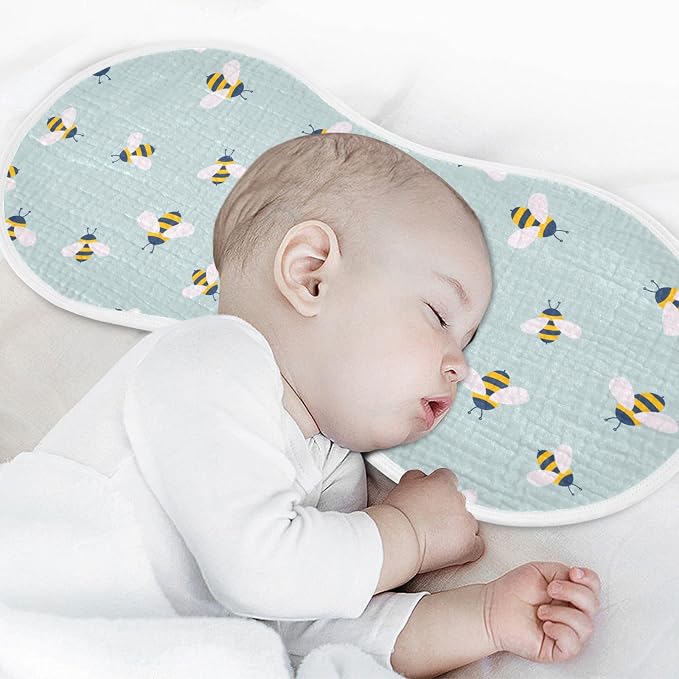 Muslin Burp Cloths for Baby Boys and Girls - 1-Pack Ultra Absorbent Cute Bee Muslin Washcloths, Newborn Towel, Milk Spit Up Rags, Burp Cloth Bib for Unisex, 22 x 11 Inch