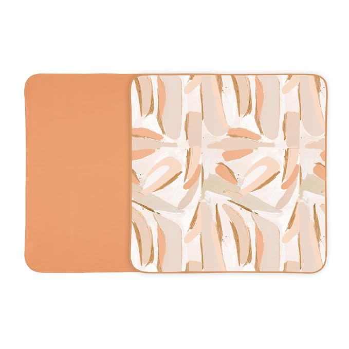 Toddlekind Pretty Practical Mat 100% Organic Cotton 47" x 47”, Reversible, Portable, Travel, Portable, Indoor/Outdoor, for Babies/Toddlers, Peach Skies (Peaches)