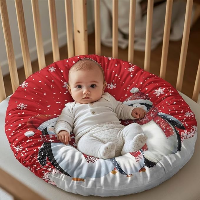 Christmas Penguin Nursing Pillow Cover for Breastfeeding Pillow Ultra Soft and Cozy Nursing Pillow Slipcovers,Nice Newborn Gift Best Choice for Mom or Baby Pillow Not Included