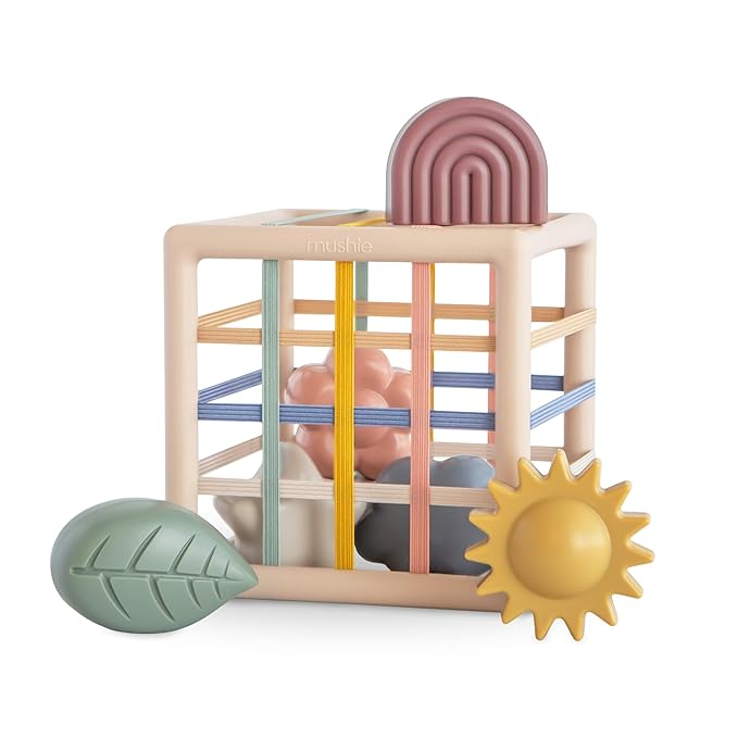 mushie Elastic Shape Sorter | Educational Learning Toy for Kids with 6 Shapes (10 Months+)