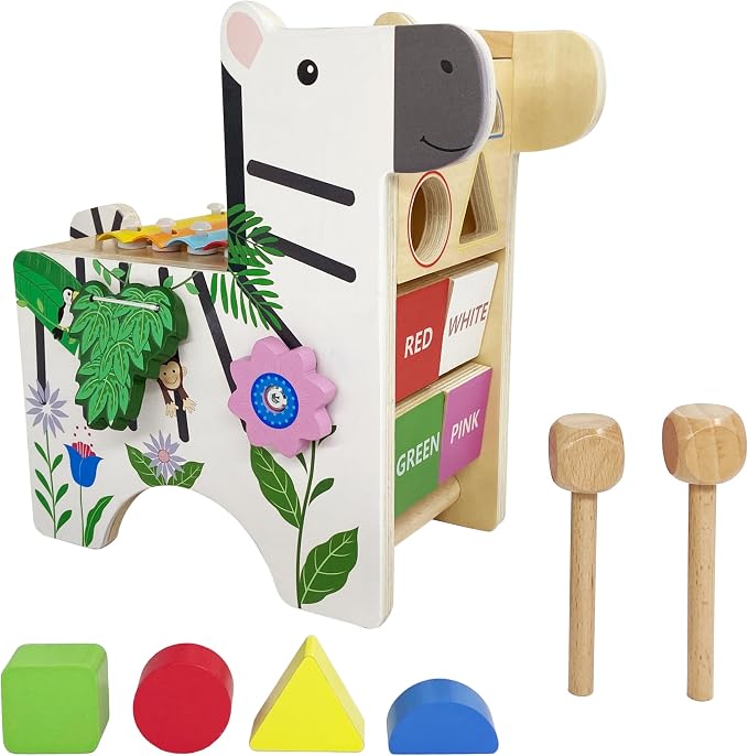 Teamson Kids - Preschool Zebra Wooden Activity Play Center with Xylophone