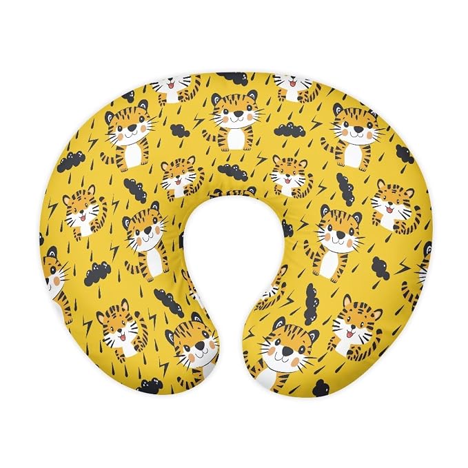 Cute Tiger Pillow Cover for Infant Snug Stretchy Nursing Pillow Case for Bottle Feeding, Breathable Easy to Clean (22"x18"x6")