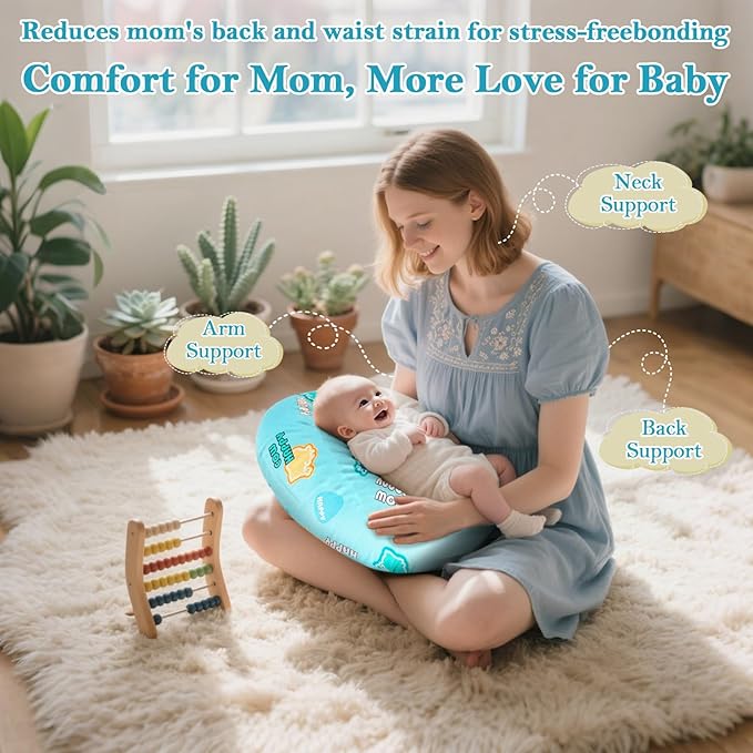 Nursing Pillow & Breastfeeding Pillow ??Ergonomic C-Shape for Breastfeeding & Bottle Feeding, Standard Size Breathable with Washable Cover, Hypoallergenic,Tummy Time & Sitting Support ( 0-12Months)