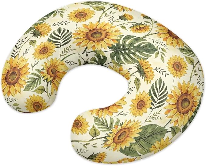 Sunflower Nursing Pillow Cover for Baby Boys Girls, Breastfeeding Pillow Slipcover Cushion Cover, Soft Fabric Fits Snug On Infant, Fits for Nursing Pillow Newborn