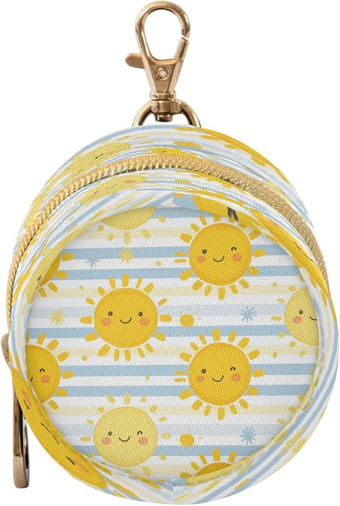 Cute Sunshine Pacifier Holder Case with Clip Portable Small Travel Pacifier Pouch for Mom Bag Zipper Coin Purse Pendant