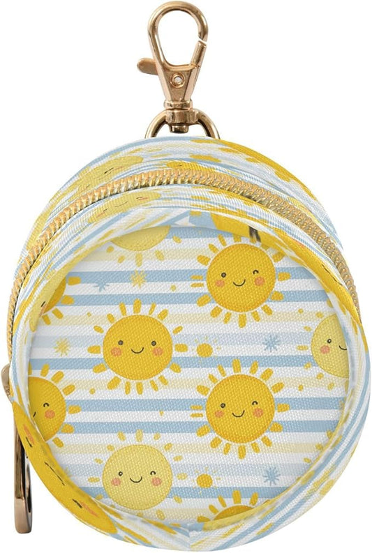 Cute Sunshine Pacifier Holder Case with Clip Portable Small Travel Pacifier Pouch for Mom Bag Zipper Coin Purse Pendant