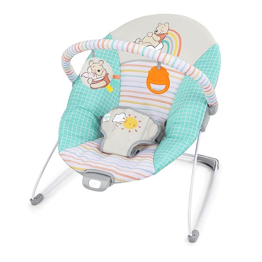 Bright Starts Disney Baby Winnie The Pooh Hunny Hues Bouncer with Soothing Vibrations, Unisex, Newborn+