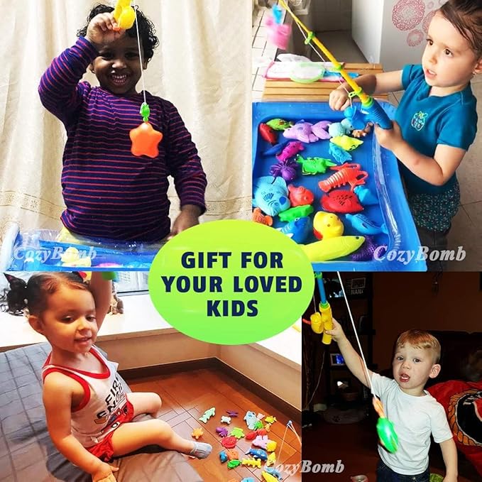 CozyBomB??Magnetic Fishing Toy Pole 2 Pack for Replacement | No Fishes are Included, Bathtime Carnival for Toddler Education Teaching, Party Fishing Poles Rod Ocean Sea Animals Birthday Gift (X-Large)
