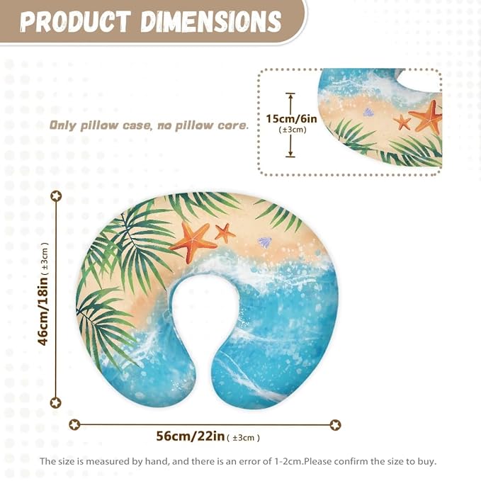 Beach Ocean Nursing Pillow Covers Slipcovers for Breastfeeding Moms, Ultra Soft Breathable Feeding Pillow Slipcover for Baby Boy Girl