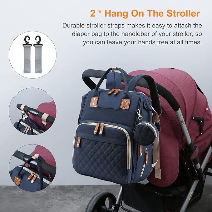 Awanhe Baby Diaper Bag Backpack with Changing Station, Waterproof Bags for Boys & Girls, USB Charging Port, Blue
