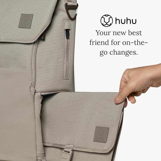 Huhu Baby Changing Wallet ??Compact, Portable Diaper Changing Pad for Travel ??Easy to Clean, Foldable Changing Mat ??Must Have Diaper Bag Accessory for New Parents (Daybreak Taupe)