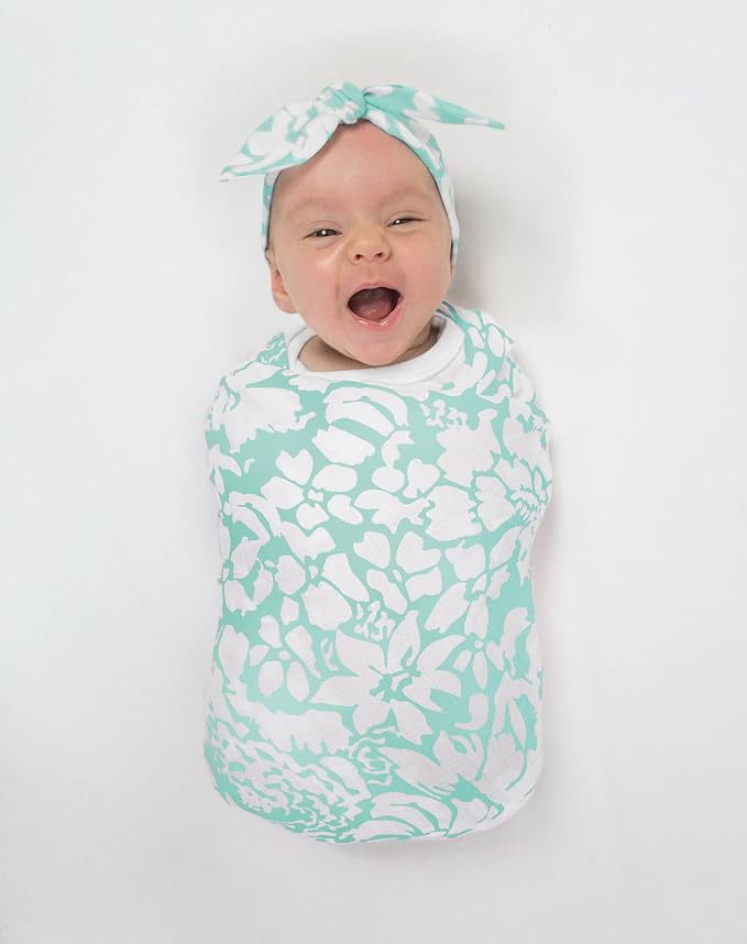 SwaddleDesigns Marquisette Receiving Swaddle Blanket for Baby Boys & Girls, Soft Premium Cotton Muslin, Best Shower Gift, SeaCrystal Lush, Parent Picks Award Winner