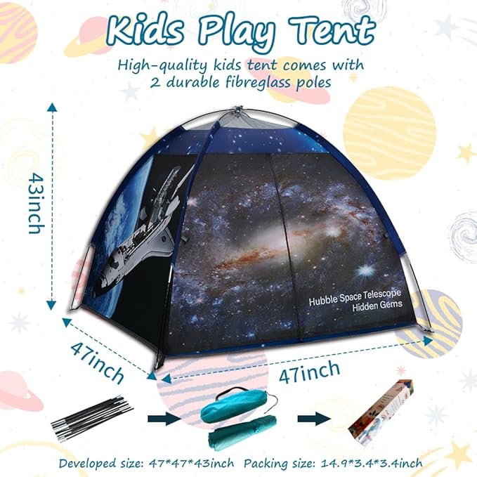 Mnagant Play Tent for Boys and Girls- Space Shuttle Atlantis with Hubble Dome Tent for Kids Gift- ToddlerPop Up Tent Playhouse for Indoor Imaginative and Physical Play- 47" x 47" x 43 "