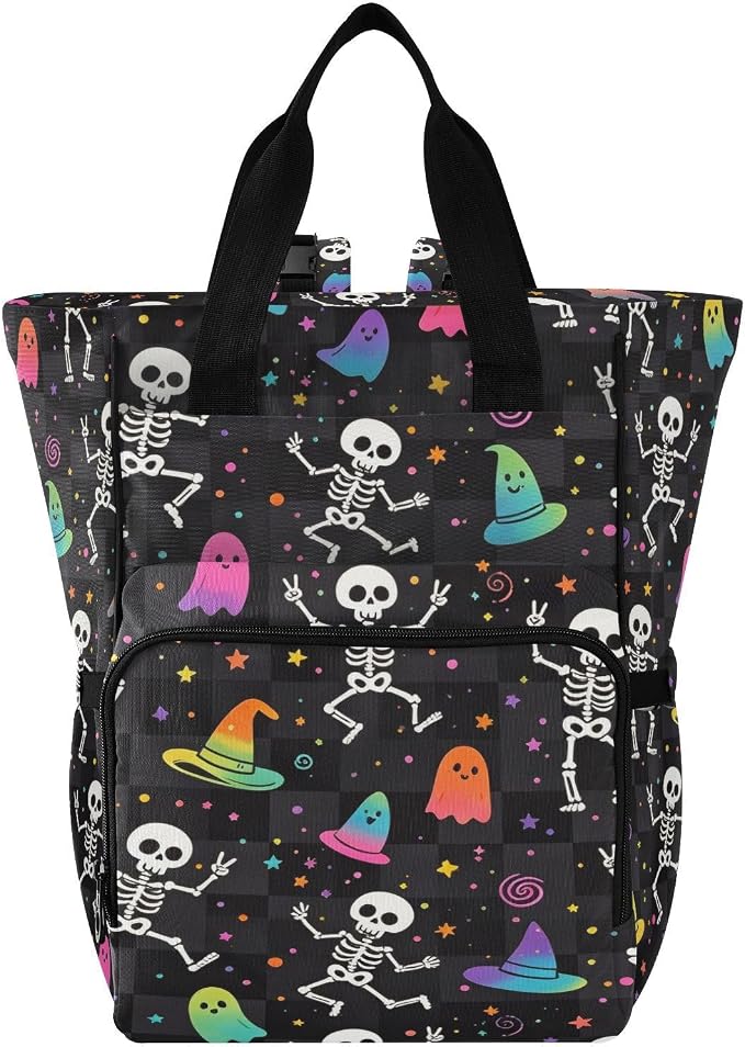 Skull Beige Peonies Diaper Bag Insul Bottles Stroller Straps