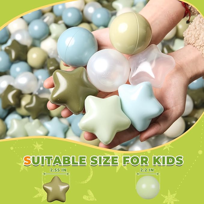 TRENDPLAY Star Ball Pit Balls 50 100 200 500 for Toddlers - Ball Pit Ball Shapes for Boys Girls Fun, Birthday Party, Christmas Decoration