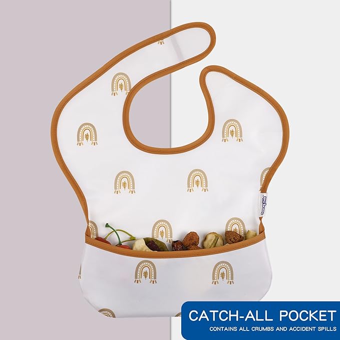 Soarwg Kids Baby Bibs, 5 Pack Waterproof Bibs for Unisex Boys Girls, Essential Must Have for Babies Eating, Feeding