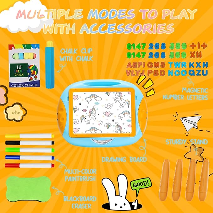 MAYESAR Toy for 1-2 Year Old Boys,Toddlers Toys with Magnetic Letters and Numbers, Art Easel for Kids 1 2 Year Old, Boy Birthday Christmas Gifts (Blue,Orange)
