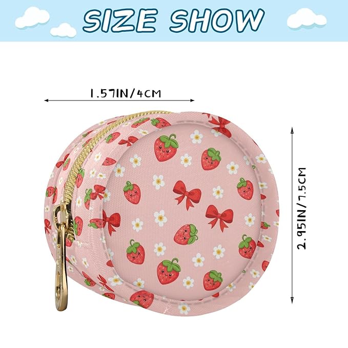 Cute Strawberries Bows Pink Print Pacifier Holder Case for Diaper Bag Portable Travel Pacifier Storage Case with Clip Newborn Baby Pouch for Outdoor Purse Baby Boys Girls
