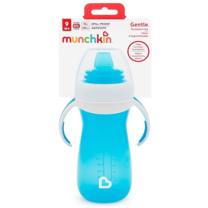 Munchkin Sippy Cup, 10 Ounce, with Trainer Handles | Blue | Pack of 2 | Gentle Transition