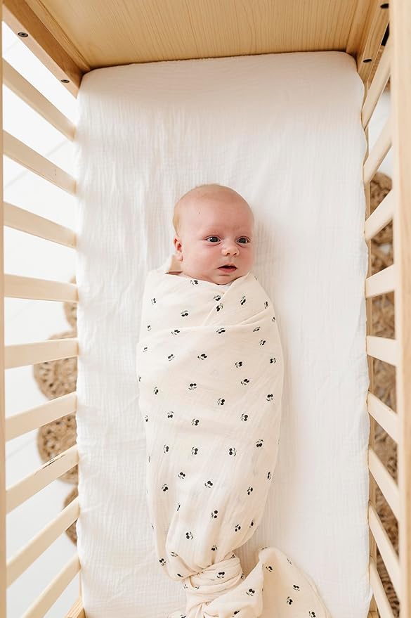 Ely's & Co. Muslin Swaddle Blanket 1-Pack for Baby Boy, 100% Cotton Muslin Extra Large Swaddle Receiving Blanket, 47?�x47??(Blue Cherry)