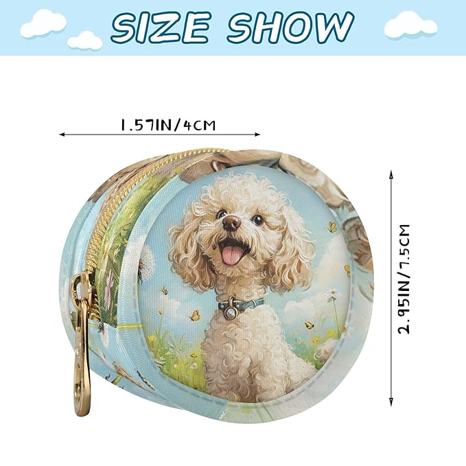 Pacifier Holder with Clip Pacifier Case for Diaper Bag Round Baby Pacifier Pouch Box Bag Portable Cute Poodles and Butterflies Bees Dandelion