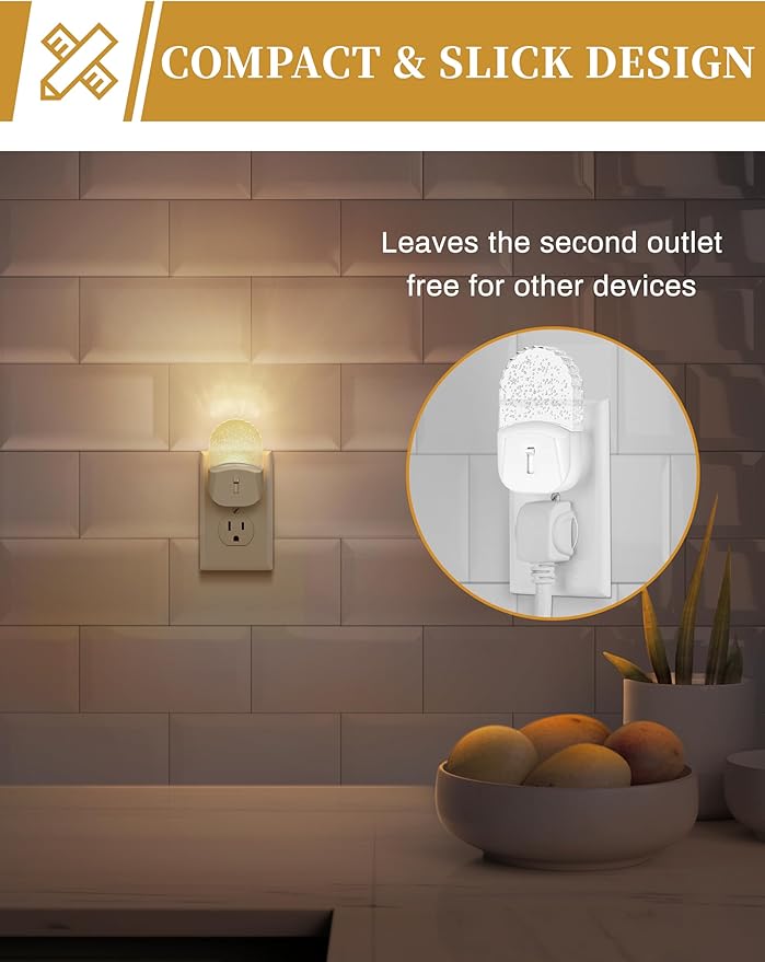 DORESshop LED Night Light, Baby Night Lights [2 Pack], Plug in Night Light with Auto Dusk to Dawn Sensor, Adjustable Brightness NightLight for Kids, Bathroom, Bedroom, Nursery Room, Soft White 3000k