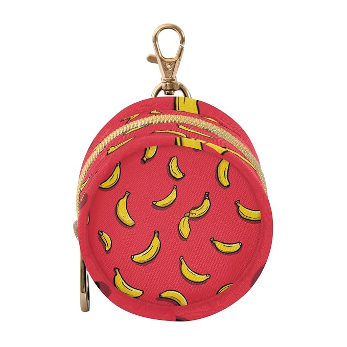 Pacifier Holder with Clip Pacifier Case for Diaper Bag Round Baby Pacifier Pouch Box Bag Portable Red Banana