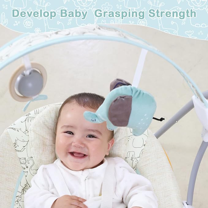 Baby Swing for Infant,Newborn Swing with Music,5 Speed Levels,Timing Setting,Soft Cushion,Foldable Infant Swing for Indoor Outdoor Use 0-9 Months