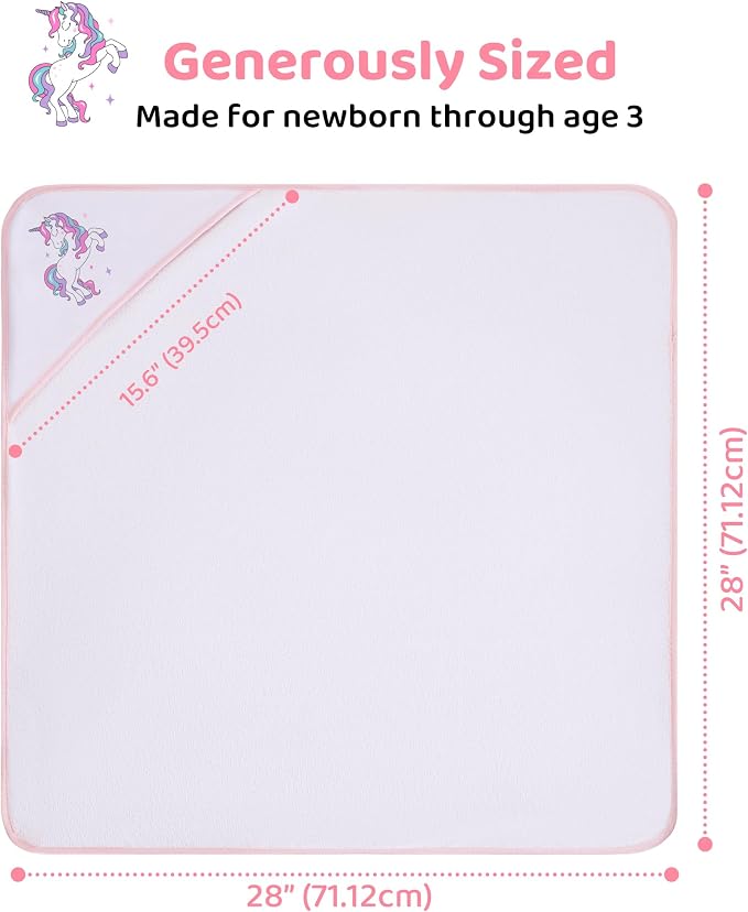 Mooreeke Baby Towel with Hood for Girls Purple Unicorn Bath Towel for Babies Ultra Soft Absorbent 3 PCS Baby Towels and 3 PCS Washcloths for Newborn Essentials