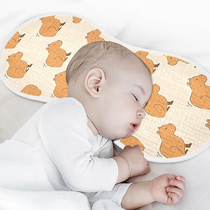 Muslin Burp Cloths for Baby Boys and Girls - 2-Pack Ultra Absorbent Cute Capybara Muslin Washcloths, Newborn Towel, Milk Spit Up Rags, Burp Cloth Bibs for Unisex, 22 x 11 Inch