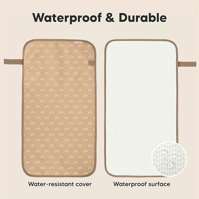 KeaBabies Portable Diaper Changing Pad, Easy Wipe Clean - Foldable Waterproof Baby Changing Mat for Diaper Bag, Compact, Lightweight, 25x13 Newborn, Infant, Baby Changer Travel Essential (Rainbow)