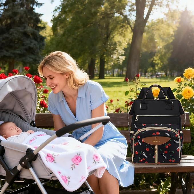 Diaper Bag Backpack, with Waterproof Design, 38x26x18cm, Maternity Nappy Tote, Multi-Pocket Daycare Bag, Spacious & Organized, for Daycare, Travel, Walks, Picnics