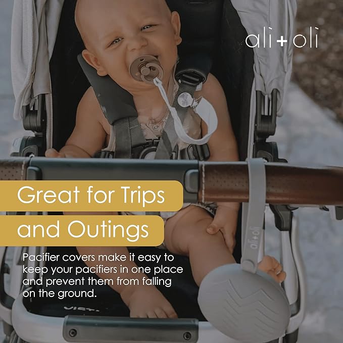 Ali+Oli BPA-Free Silicone Pacifier Holder Case (1-pk) Diaper Bag Accessory Newborn Travel Baby Pacifier Pouch (Mint)