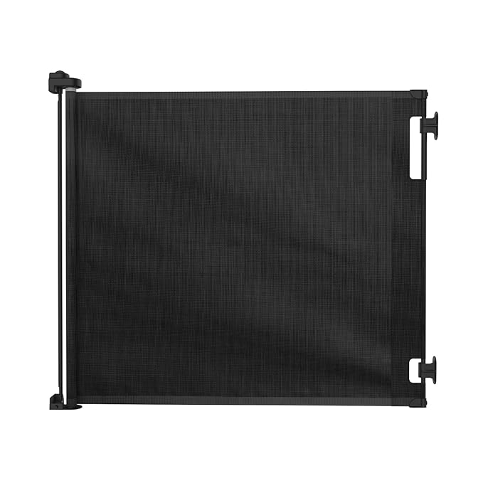 Retractable Baby Gate Perma Child Safety 41" Tall x 71??Wide, Mesh, for Stairs, Doorways, Dogs, Pets, Indoor, Outdoor, One-Handed Operation, Locking, Easy Install, Hardware Mount, Black