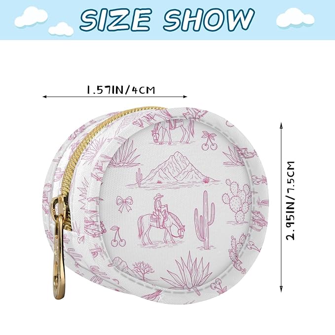 Western Cowboy Pink Print Pacifier Holder Case Newborn Pacifier Storage Pouch for Boys Girls Easy Attach to Diaper Bag Portable Baby Essentials Container