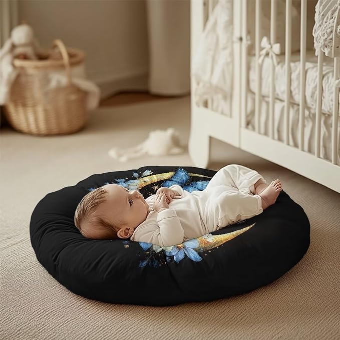 Blue Butterfly Moon Stretchy Nursing Pillow Covers Breast Feeding Pillows Covers for Moms Ultra Soft Snug Fits On Infant Nursing Pillow Nursing Pillow Case for Newborn