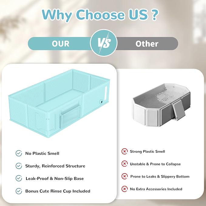 Collapsible Baby Bathtub, Foldable Toddler Bath Tub with Chick Pattern Bath Rinse Cup, No Assembly Portable Travel Bathtub for 6M-5Y, Ideal for Shower, Travel Essentials & Baby Registry Gift